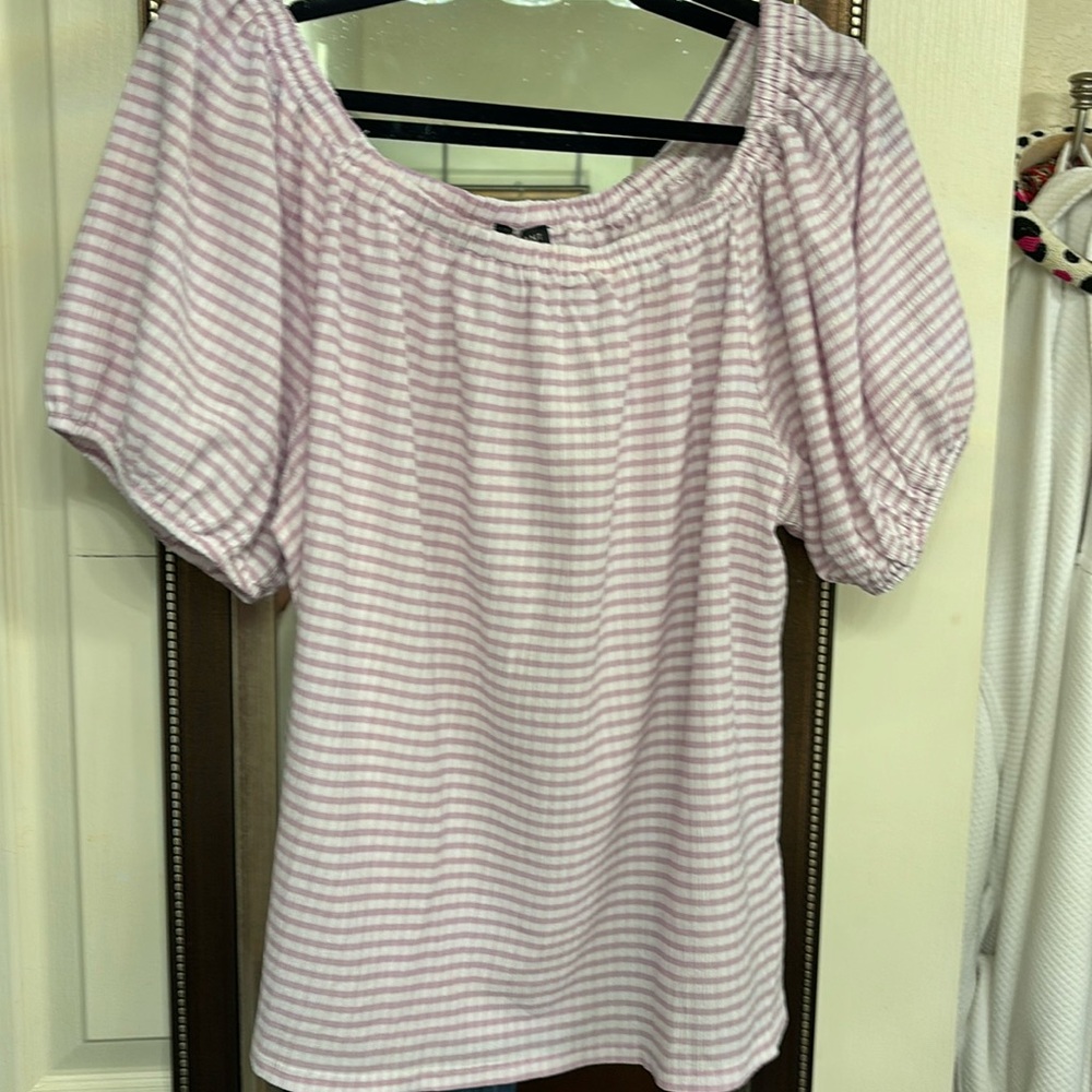 Lavender and White Seersucker top
